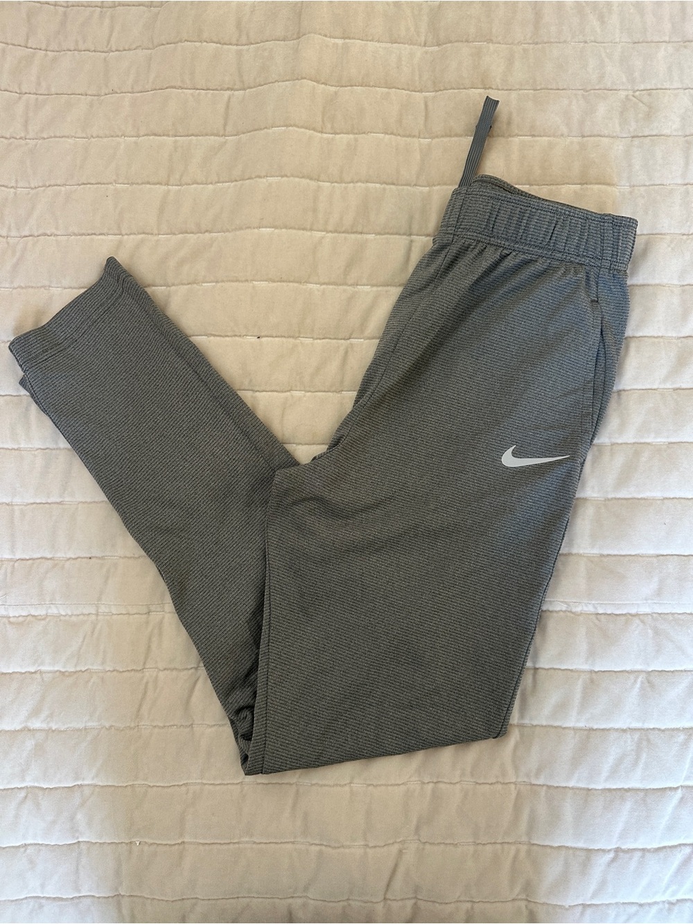 Nike Gray Kids Jogger Pants with White Swoosh
